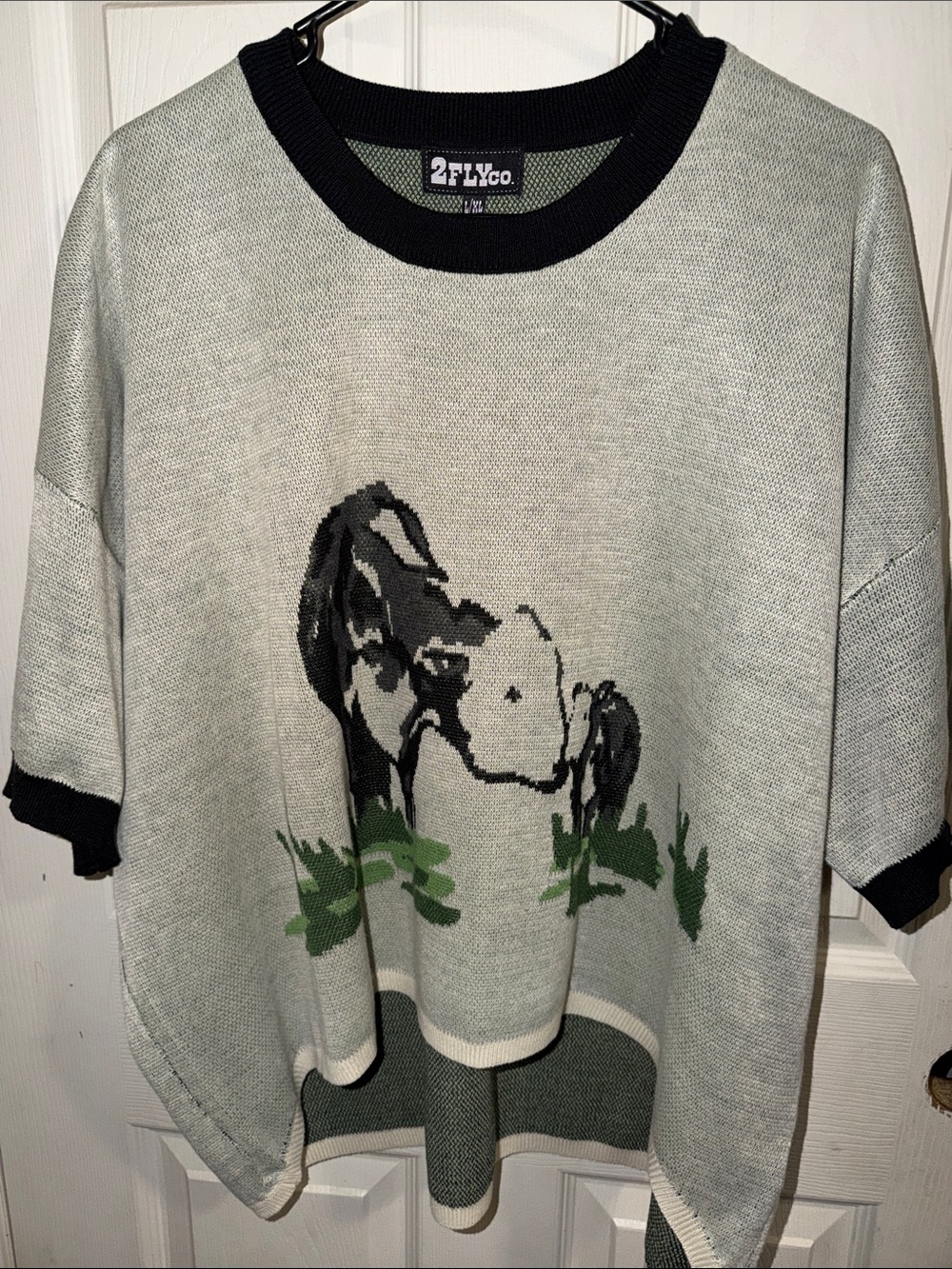 2FLYCo Gray Short-Sleeve Knit Top with Cow Graphic